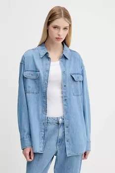 Хлопковая рубашка Tommy Jeans, синий