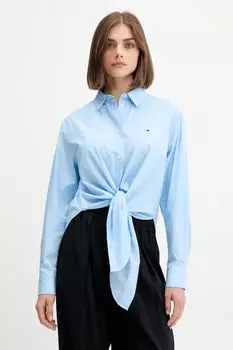Хлопковая рубашка Tommy Jeans, синий