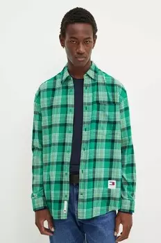 Хлопковая рубашка Tommy Jeans, зеленый
