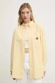 Хлопковая рубашка Tommy Jeans, желтый