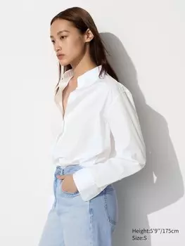 Хлопковая рубашка Uniqlo, белый