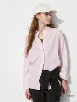 Хлопковая рубашка Uniqlo, розовый