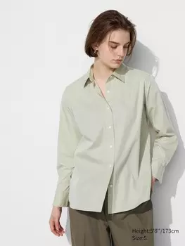 Хлопковая рубашка Uniqlo, зеленый