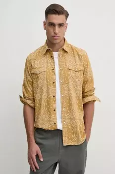 Хлопковая рубашка United Colors of Benetton, бежевый