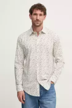 Хлопковая рубашка United Colors of Benetton, бежевый