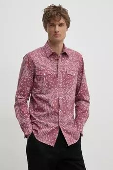 Хлопковая рубашка United Colors of Benetton, розовый