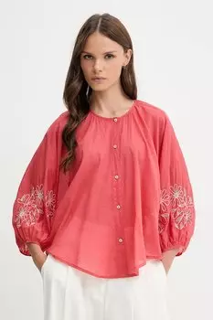 Хлопковая рубашка United Colors Of Benetton, розовый