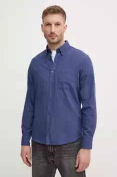 Хлопковая рубашка United Colors of Benetton, темно-синий