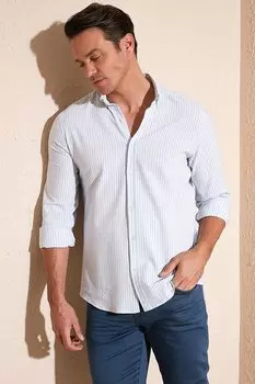 Хлопковая рубашка узкого кроя с воротником на пуговицах CF23S112237 Buratti, синий