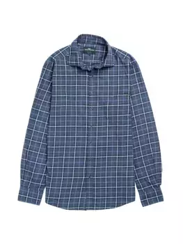 Хлопковая рубашка узкого кроя в пляжную клетку Kina Rodd & Gunn, темно-синий