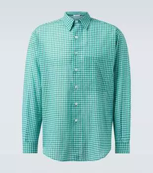 Хлопковая рубашка в клетку Auralee, Green Gingham Check
