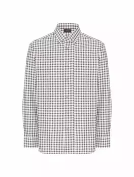 Хлопковая рубашка в клетку Brioni, мультиколор