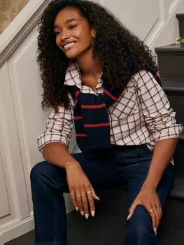 Хлопковая рубашка в клетку Crew Clothing, белый