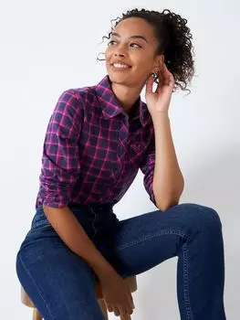 Хлопковая рубашка в клетку Crew Clothing, ягодно-красный