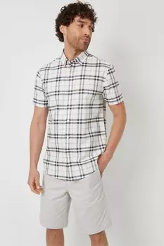 Хлопковая рубашка в клетку с короткими рукавами Threadbare, белый