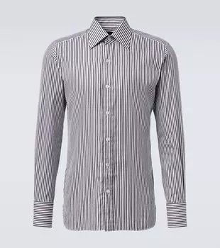 Хлопковая рубашка в полоску лесенкой Tom Ford, White & Black