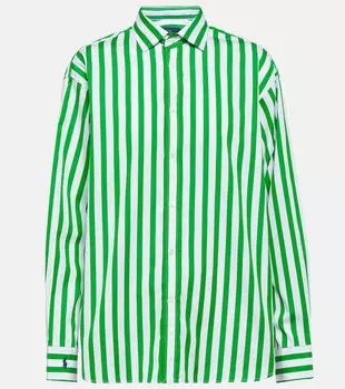 Хлопковая рубашка в полоску POLO RALPH LAUREN, зеленый