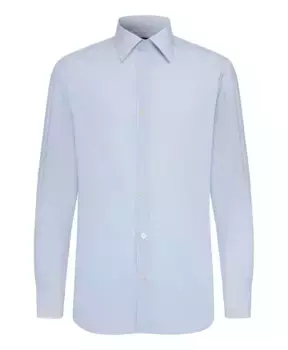 Хлопковая рубашка в полоску стандартного кроя Boggi Milano, синий