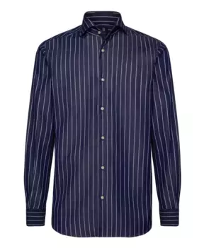 Хлопковая рубашка в полоску стандартного кроя Boggi Milano, синий