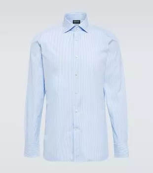 Хлопковая рубашка в полоску Zegna, синий