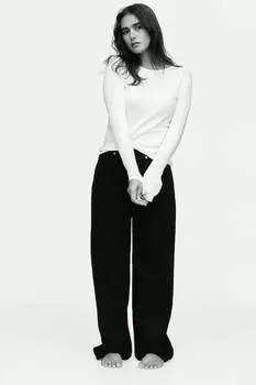 Хлопковая рубашка в рубчик H&M, белый