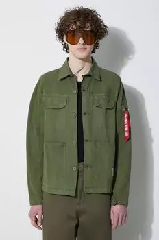 Хлопковая рубашка в стиле колор-блок Alpha Industries, зеленый