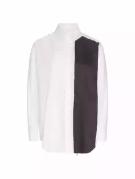 Хлопковая рубашка в стиле колор-блок MM6 MAISON MARGIELA, белый