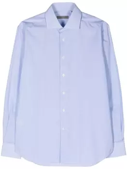 Хлопковая рубашка в тонкую полоску Corneliani, синяя