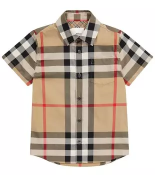 Хлопковая рубашка в винтажную клетку Burberry, бежевый