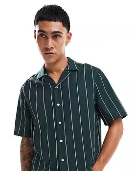 Хлопковая рубашка в зеленую полоску ASOS DESIGN свободного свободного кроя