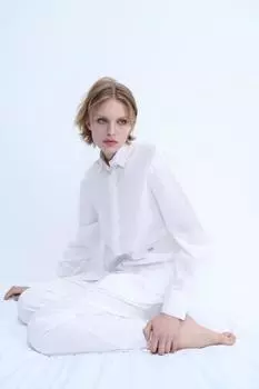 Хлопковая рубашка ZARA, белый