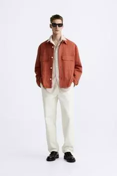 Хлопковая рубашка ZARA, кирпич