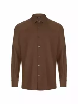 Хлопковая рубашка Zegna, коричневый
