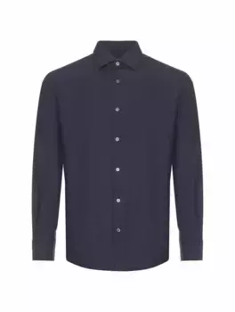 Хлопковая рубашка Zegna, тёмно-синий