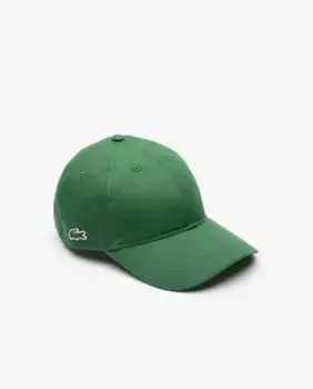 Хлопковая саржевая бейсболка унисекс Lacoste, зеленый