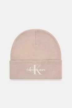 Хлопковая шапка Calvin Klein Jeans, бежевый