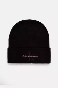 Хлопковая шапка Calvin Klein Jeans, черный