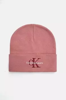 Хлопковая шапка Calvin Klein Jeans, розовый