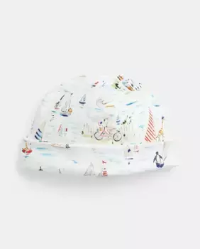 Хлопковая шапка для мальчика с принтом Polo Ralph Lauren, белый