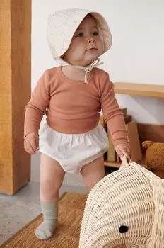 Хлопковая шапка для новорожденных Rae Baby Anglaise Sun Hat With Ears Liewood, бежевый