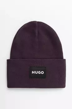 Хлопковая шапка HUGO, фиолетовый