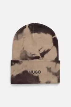 Хлопковая шапка HUGO, коричневый