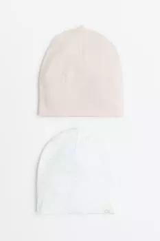 Хлопковая шапка из двух пар H&M, светло-розовый/горошек