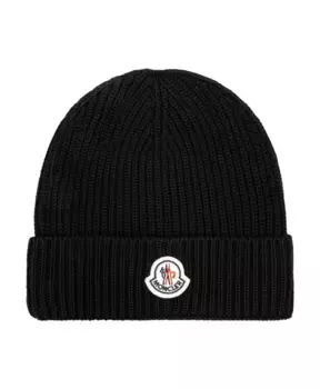 Хлопковая шапка Moncler, черный