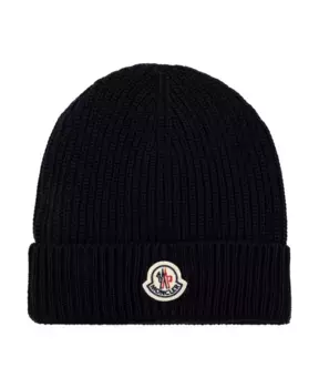 Хлопковая шапка Moncler, синий