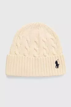 Хлопковая шапка Polo Ralph Lauren, бежевый