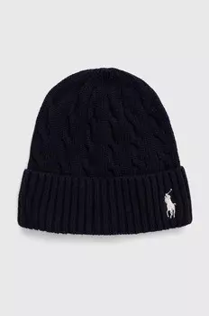 Хлопковая шапка Polo Ralph Lauren, темно-синий