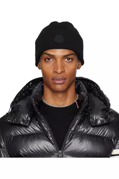 Хлопковая шапка с логотипом Moncler, черный
