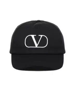 Хлопковая шапка с вышитым логотипом Valentino Garavani, черный