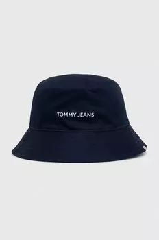 Хлопковая шапка Tommy Jeans, темно-синий